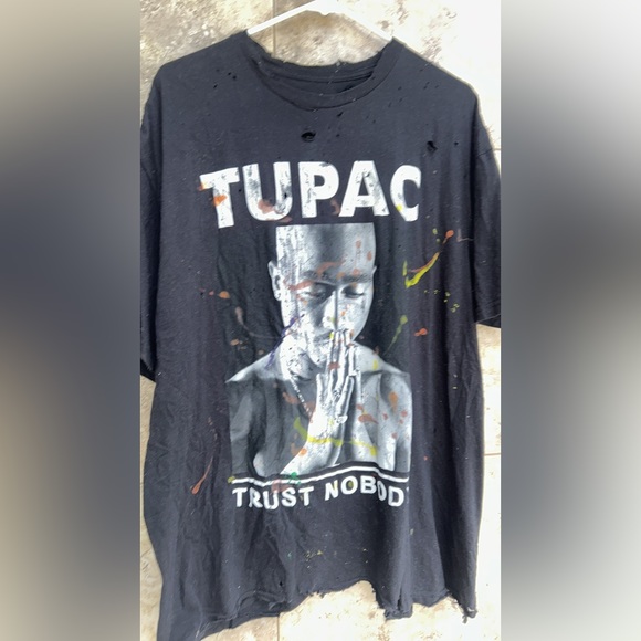 NWT Tupac “trust no one” t unisex distressed hand painted mini dress 👗